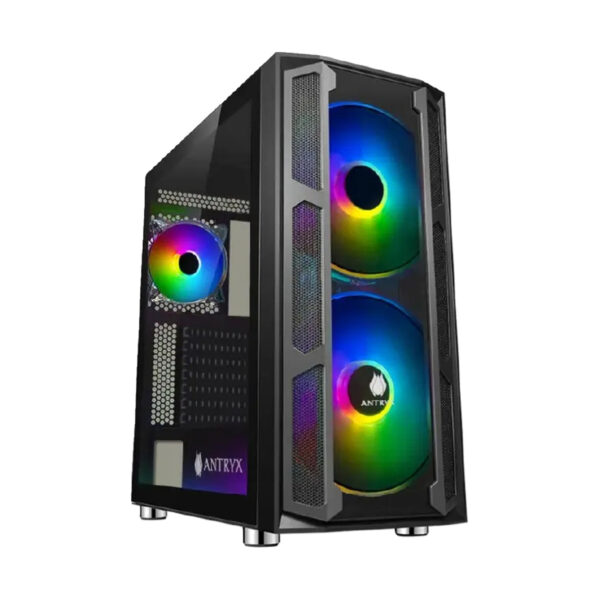 Case PC Antryx FX Chrome Storm Destroyer Negro con 3 Ventiladores ARGB